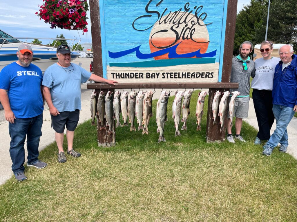 Charter Trip Thunder Bay Steelheaders Sunrise Side Alpena Boat Harbor Trout Catch Fish Knot