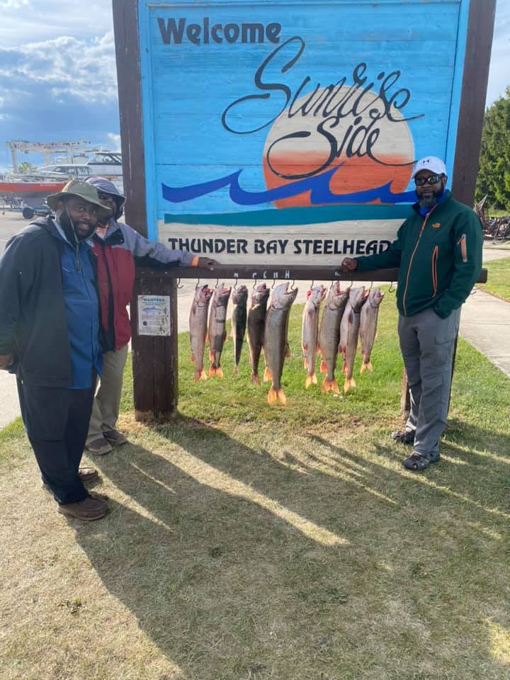 Charter Trip Thunder Bay Steelheaders Sunrise Side Alpena Boat Harbor Trout Catch Fish Knot