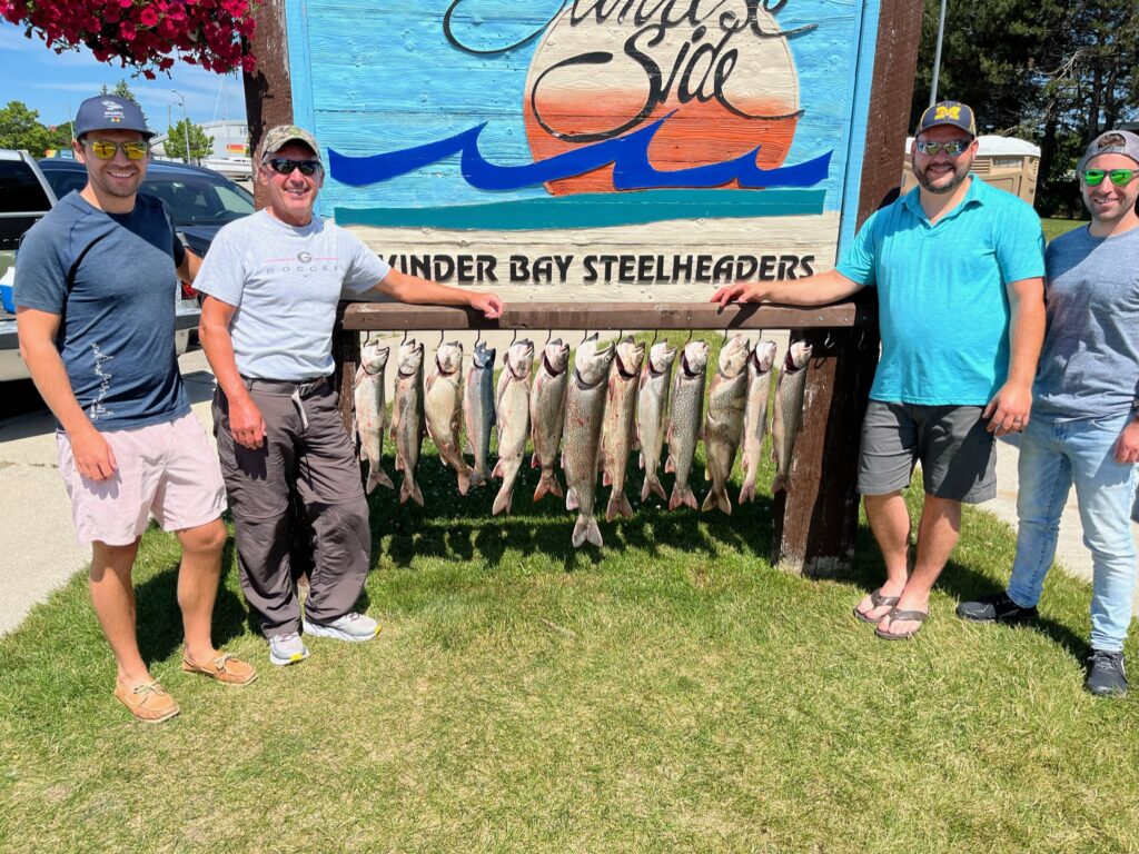 Charter Trip Thunder Bay Steelheaders Sunrise Side Alpena Boat Harbor Trout Catch Fish Knot