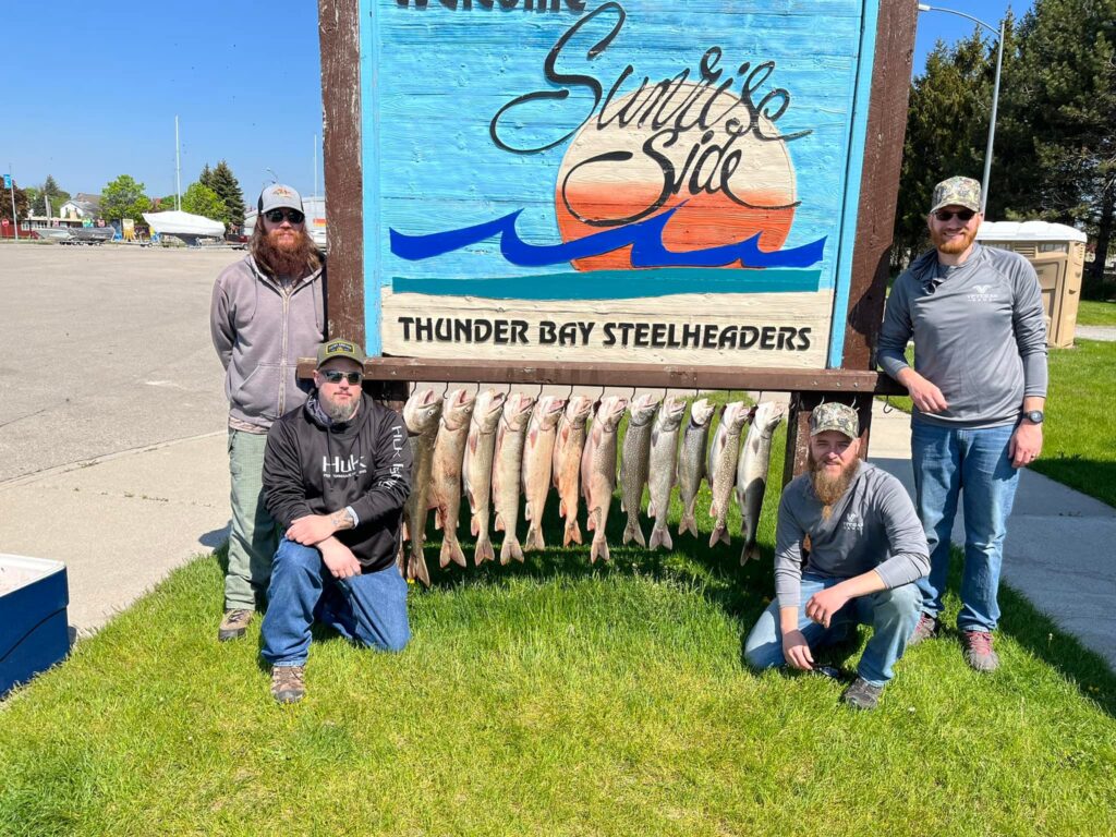 Charter Trip Thunder Bay Steelheaders Sunrise Side Alpena Boat Harbor Trout Catch Fish Knot