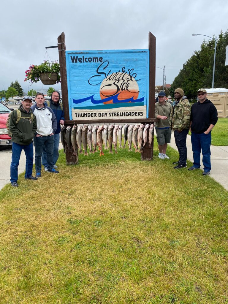 Charter Trip Thunder Bay Steelheaders Sunrise Side Alpena Boat Harbor Trout Catch Fish Knot