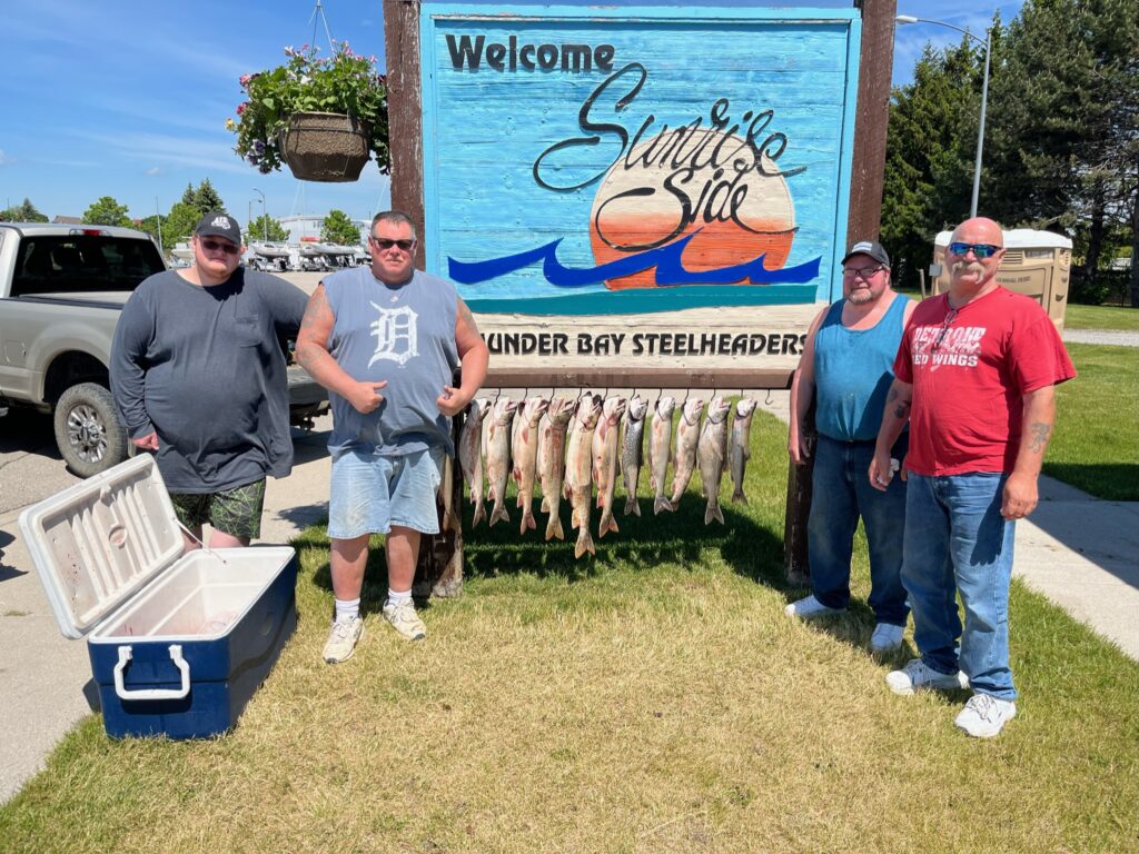 Charter Trip Thunder Bay Steelheaders Sunrise Side Alpena Boat Harbor Trout Catch Fish Knot