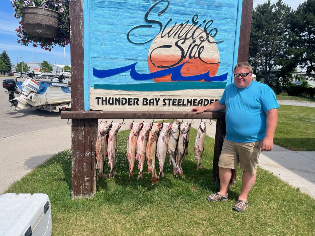 Charter Trip Thunder Bay Steelheaders Sunrise Side Alpena Boat Harbor Trout Catch Fish Knot